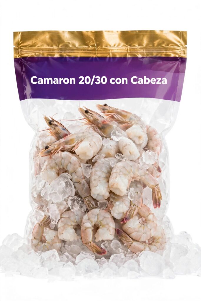 Camarón 20/30 con Cabeza – Bolsa de 1 Kg