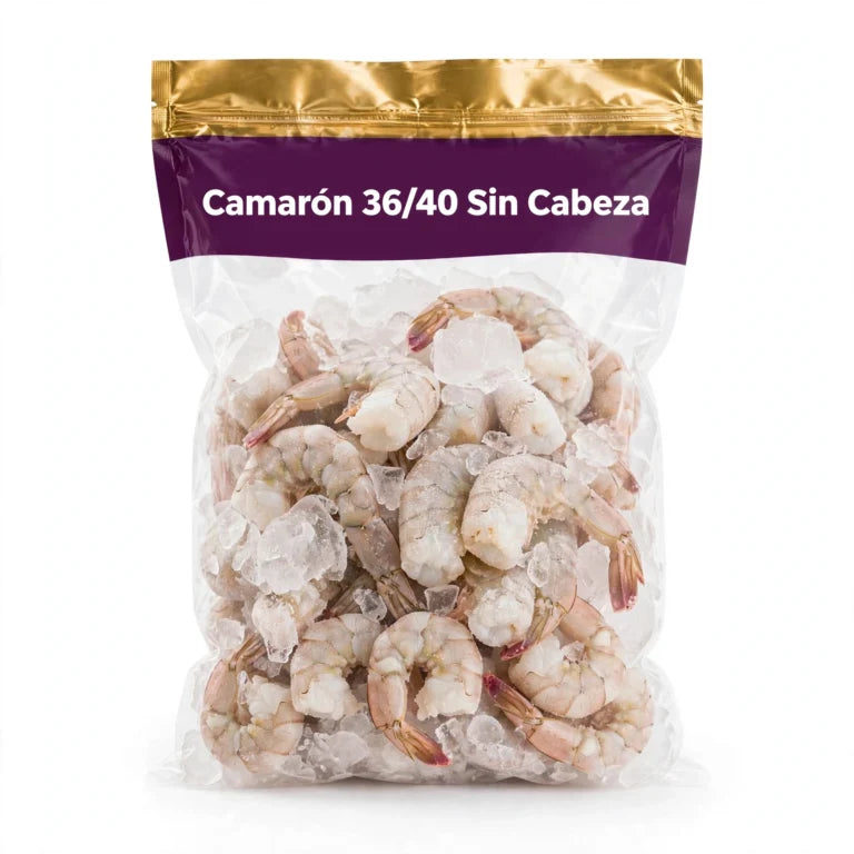 Camarón 36/40 Sin Cabeza Chico Congelado - Bolsa 1 Kg